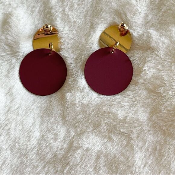 Burgundy Drop Earrings - Picture 3 of 4